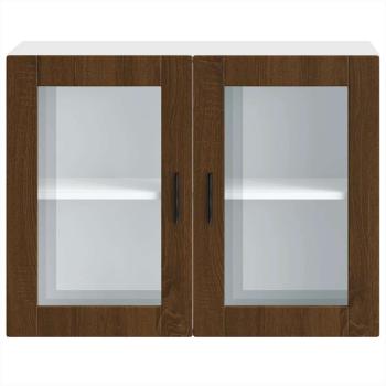 Küchen-Hängeschrank mit Glastür Porto Braun Eichen-Optik