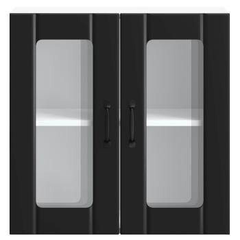 Küchen-Hängeschrank mit Glastür Lucca Schwarz Holzwerkstoff