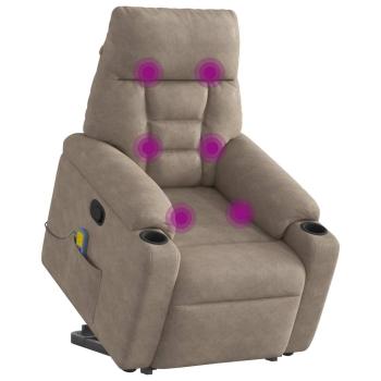 Massagesessel mit Aufstehhilfe Taupe Mikrofasergewebe