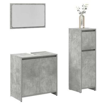 ARDEBO.de - 3-tlg. Badmöbel-Set Betongrau Holzwerkstoff