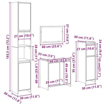 4-tlg. Badmöbel-Set Altholz-Optik Holzwerkstoff