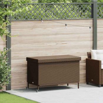 ARDEBO.de - Gartentruhe mit Rollen Braun 110x55x73 cm Poly Rattan