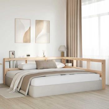 Kopfteil mit Bücherregal L-Form 200 cm Massivholz Kiefer