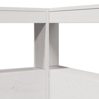 Kopfteil mit Bücherregal L-Form Weiß 100 cm Massivholz Kiefer