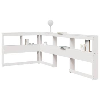 ARDEBO.de - Kopfteil mit Bücherregal L-Form Weiß 75 cm Massivholz Kiefer