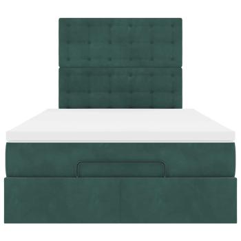 Ottoman-Bett mit Matratzen & LEDs Dunkelgrün 120x200 cm Samt