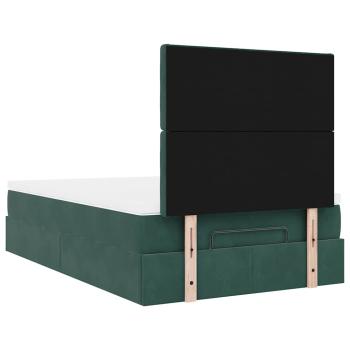 Ottoman-Bett mit Matratzen & LEDs Dunkelgrün 120x200 cm Samt