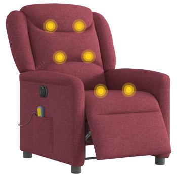 Massagesessel Elektrisch Weinrot Stoff