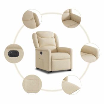 Relaxsessel mit Aufstehhilfe Elektrisch Creme Stoff