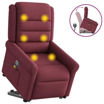 ARDEBO.de - Massagesessel mit Aufstehhilfe Weinrot Stoff