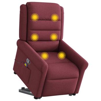 Massagesessel mit Aufstehhilfe Weinrot Stoff