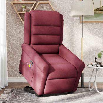 Massagesessel mit Aufstehhilfe Weinrot Stoff