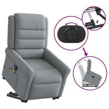 Elektrischer Massagesessel mit Aufstehhilfe Hellgrau Stoff