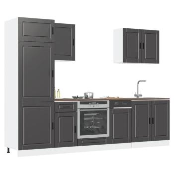 ARDEBO.de - 7-tlg. Küchenschrank-Set Kalmar Schwarz Holzwerkstoff