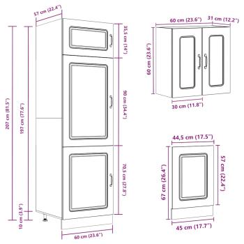 8-tlg. Küchenschrank-Set Kalmar Räuchereiche Holzwerkstoff