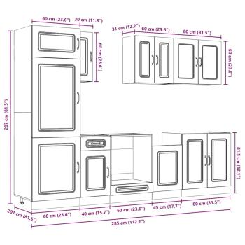 8-tlg. Küchenschrank-Set Kalmar Räuchereiche Holzwerkstoff