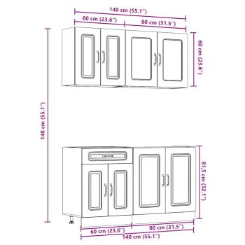 4-tlg. Küchenschrank-Set Kalmar Altholz-Optik Holzwerkstoff