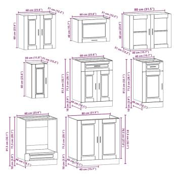 ARDEBO.de - 8-tlg. Küchenschrank-Set Kalmar Sonoma-Eiche Holzwerkstoff