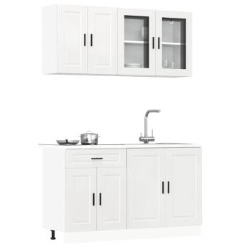 ARDEBO.de - 4-tlg. Küchenschrank-Set Kalmar Hochglanz-Weiß Holzwerkstoff