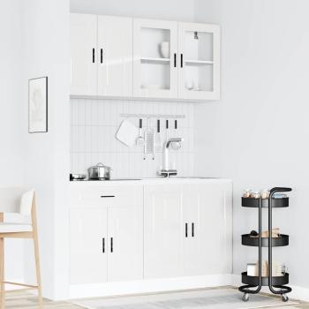 4-tlg. Küchenschrank-Set Kalmar Hochglanz-Weiß Holzwerkstoff