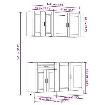 4-tlg. Küchenschrank-Set Kalmar Hochglanz-Weiß Holzwerkstoff