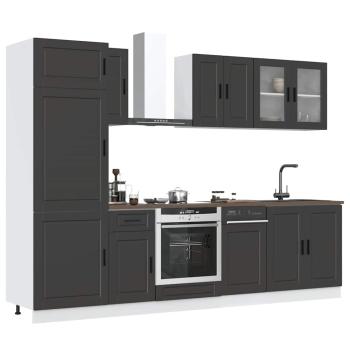ARDEBO.de - 8-tlg. Küchenschrank-Set Kalmar Schwarz Holzwerkstoff