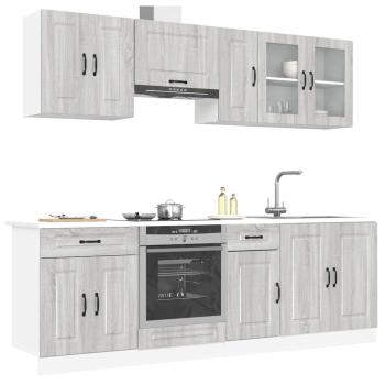 ARDEBO.de - 8-tlg. Küchenschrank-Set Kalmar Grau Sonoma Holzwerkstoff