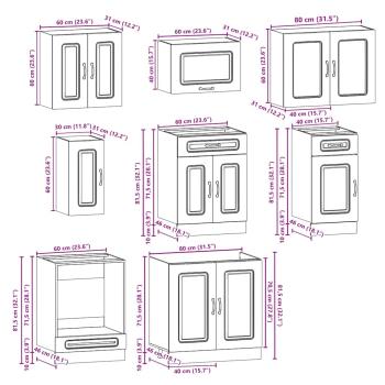 8-tlg. Küchenschrank-Set Kalmar Betongrau Holzwerkstoff