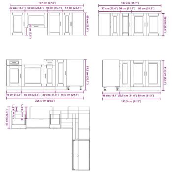 11-tlg. Küchenschrank-Set Porto Altholz-Optik Holzwerkstoff