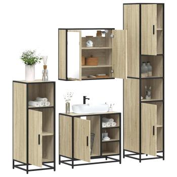 ARDEBO.de - 4-tlg. Badmöbel-Set Sonoma-Eiche Holzwerkstoff