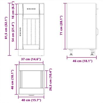 Küchen-Unterschrank Lucca Braun Eichen-Optik Holzwerkstoff