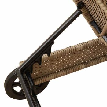 ARDEBO.de - Sonnenliege mit Rollen und Auflage Beige Poly Rattan