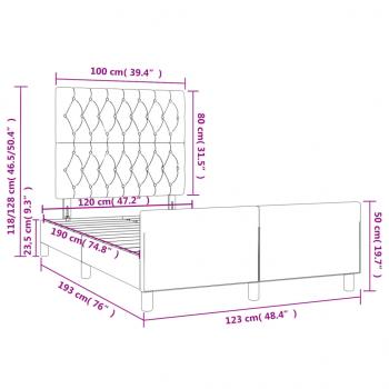 Bettgestell ohne Matratze Creme 120x190 cm Stoff