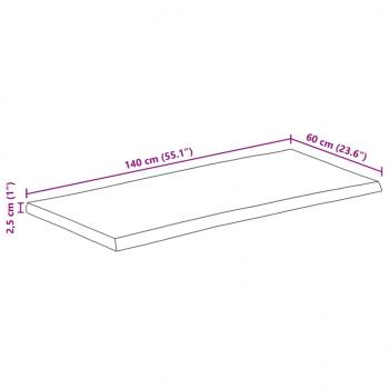Tischplatte 140x60x2,5cm Rechteckig Massivholz Akazie Baumkante