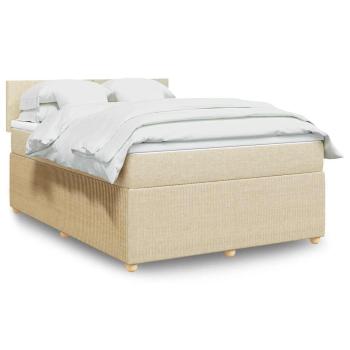 ARDEBO.de - Boxspringbett mit Matratze Creme 140x190 cm Stoff