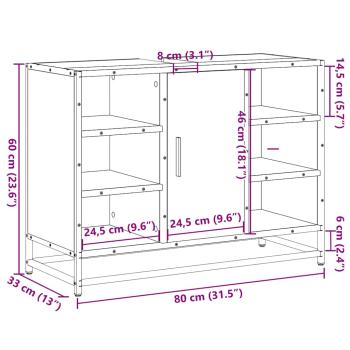 Waschbeckenunterschrank Schwarz 80x33x60 cm Holzwerkstoff