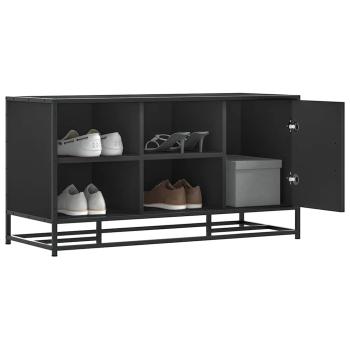 ARDEBO.de - Schuhbank Schwarz 100x40x53,5 cm Holzwerkstoff und Metall