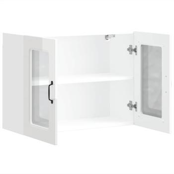Küchen-Hängeschrank mit Glastür Hochglanz-Weiß Holzwerkstoff
