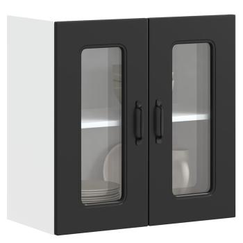 ARDEBO.de - Küchen-Hängeschrank mit Glastür Kalmar Schwarz Holzwerkstoff