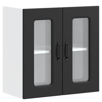 Küchen-Hängeschrank mit Glastür Kalmar Schwarz Holzwerkstoff