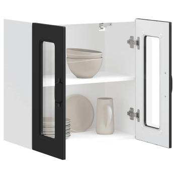 Küchen-Hängeschrank mit Glastür Kalmar Schwarz Holzwerkstoff