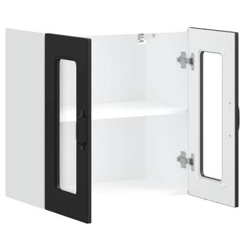 Küchen-Hängeschrank mit Glastür Kalmar Schwarz Holzwerkstoff