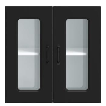 Küchen-Hängeschrank mit Glastür Kalmar Schwarz Holzwerkstoff