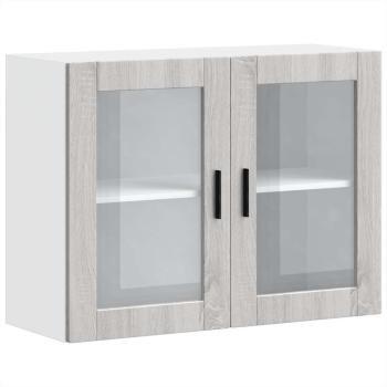ARDEBO.de - Küchen-Hängeschrank mit Glastür Porto Grau Sonoma