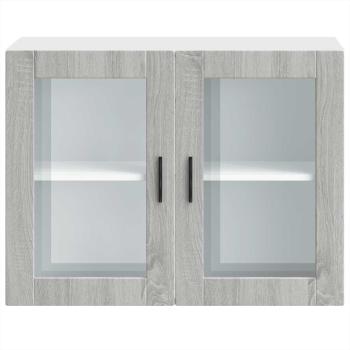 Küchen-Hängeschrank mit Glastür Porto Grau Sonoma