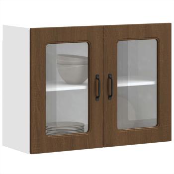 ARDEBO.de - Küchen-Hängeschrank mit Glastür Kalmar Braun Eichen-Optik