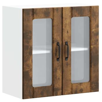 Küchen-Hängeschrank mit Glastür Räuchereiche Holzwerkstoff