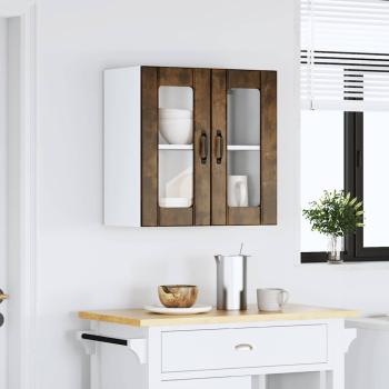 Küchen-Hängeschrank mit Glastür Räuchereiche Holzwerkstoff