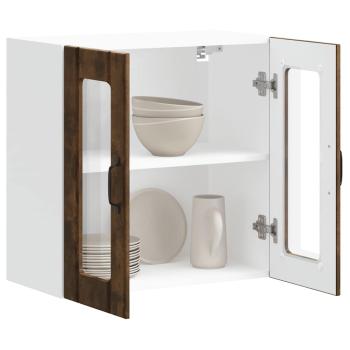 Küchen-Hängeschrank mit Glastür Räuchereiche Holzwerkstoff