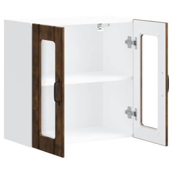 Küchen-Hängeschrank mit Glastür Räuchereiche Holzwerkstoff